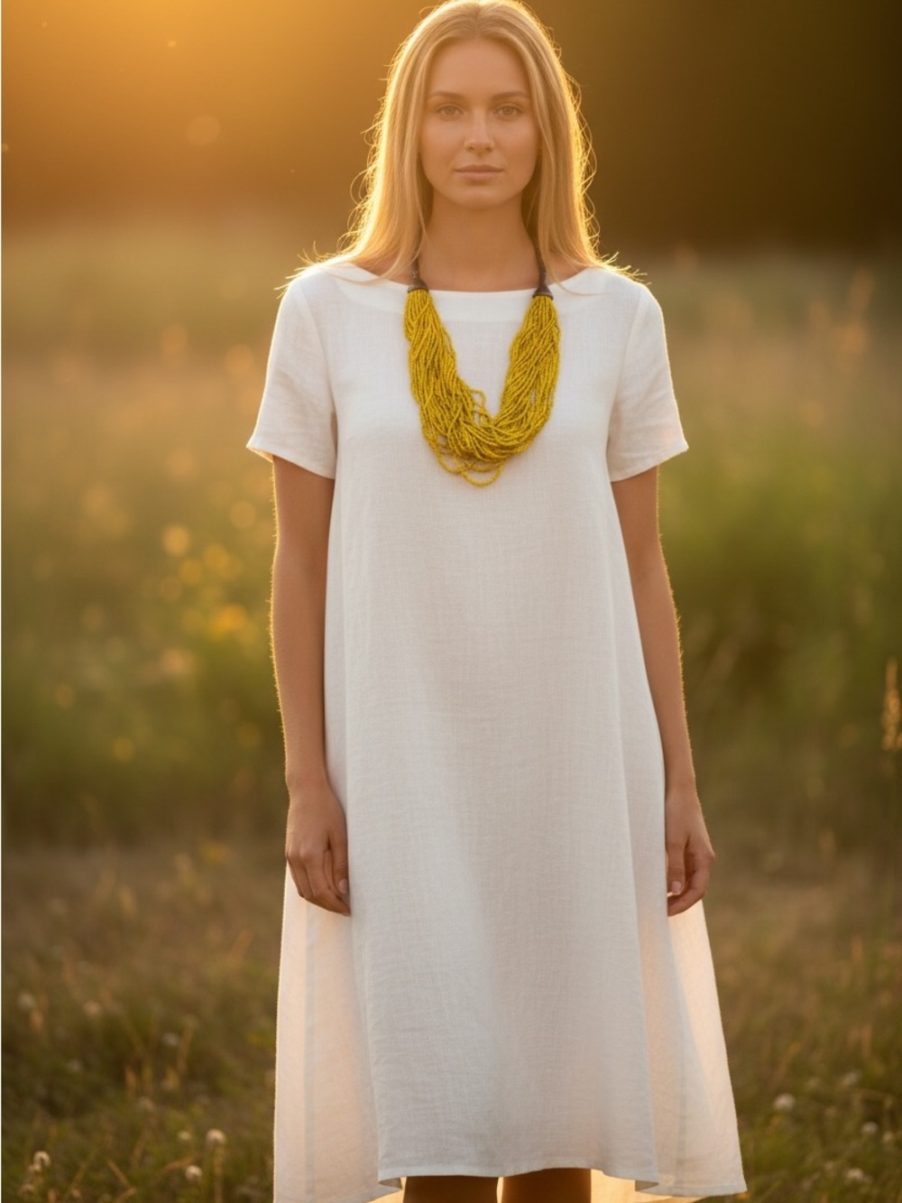 Vintage Yellow Multi-Strand Seed Bead Statement Necklace